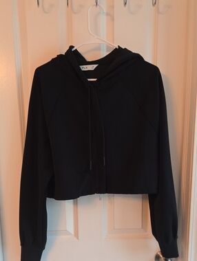 FLX Black Cropped Hoodie